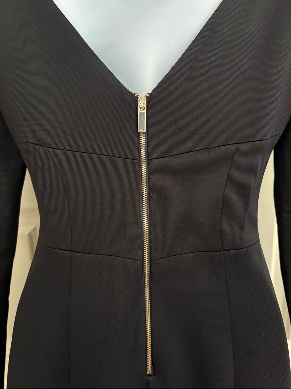 Karen Millen Cutout Neck Long-Sleeve Black Sheath Dress - Picture 7 of 11